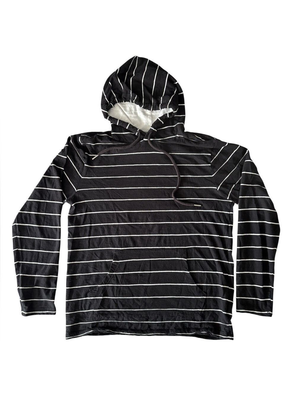 Old Navy Black White Stripe Hoodie Medium